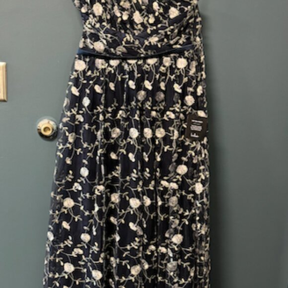 Lulu's Whimsical Allure Navy Mesh Embroidered One-Shoulder Maxi Dress - Picture 2 of 10
